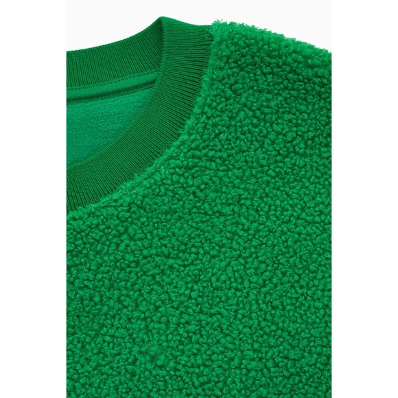 COS Men’s Relaxed Fit Teddy Sweatshirt Size Medium Green Long Sleeve Crew Neck - Picture 6 of 12